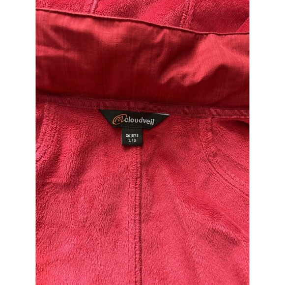 women’s L red Cloudveil coat hooded Large light warm jacket trench shell - Picture 8 of 10